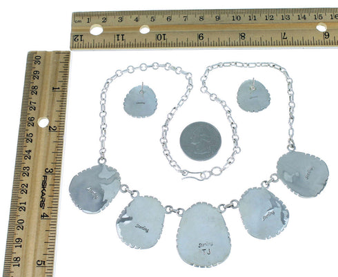 Southwest Silver Multicolor Jewelry Link Necklace Earrings Set PX37800